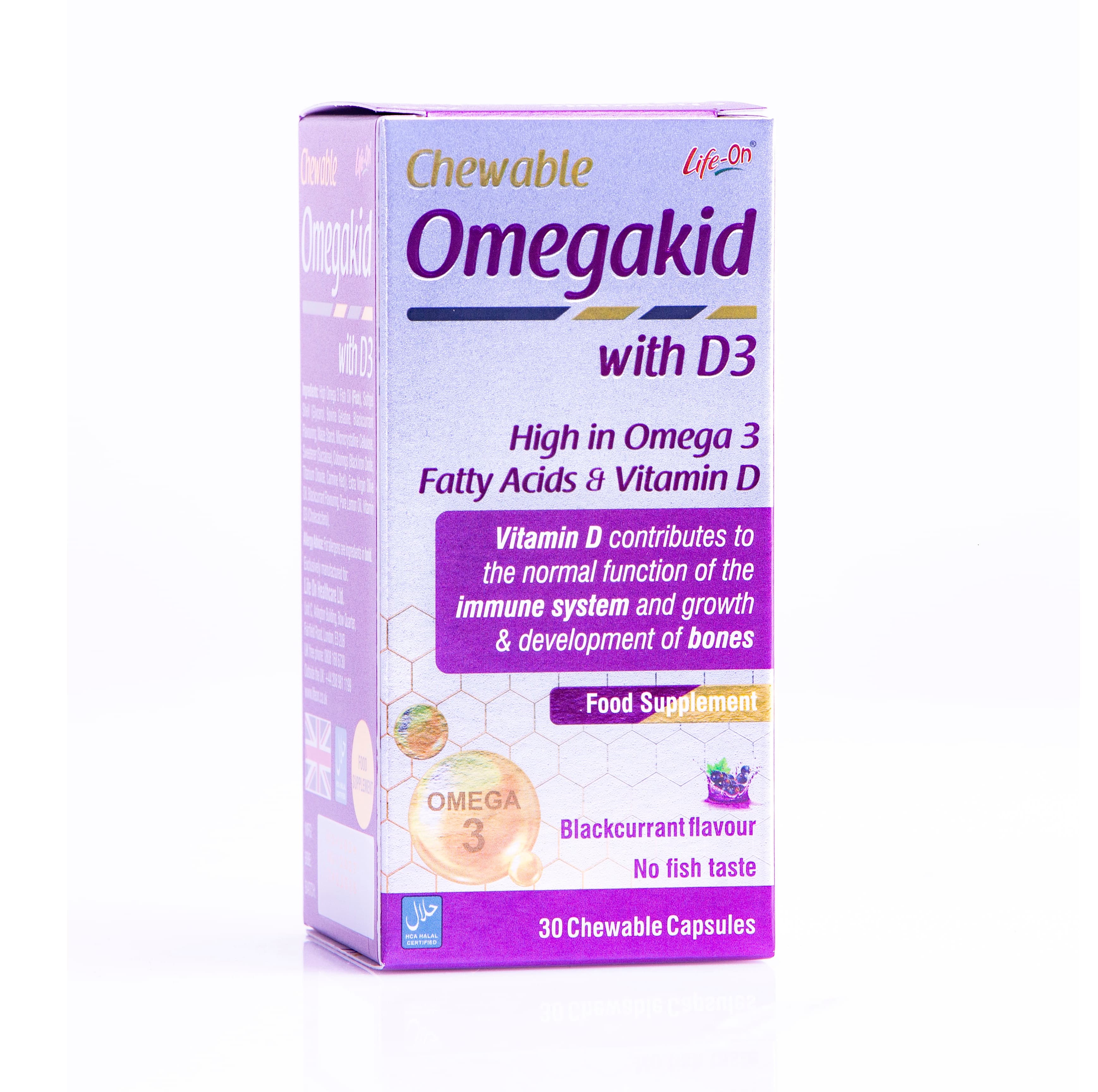 لايف اون اوميجاكيد بطعم كشمش اسود - 30 كبسولة مضغ