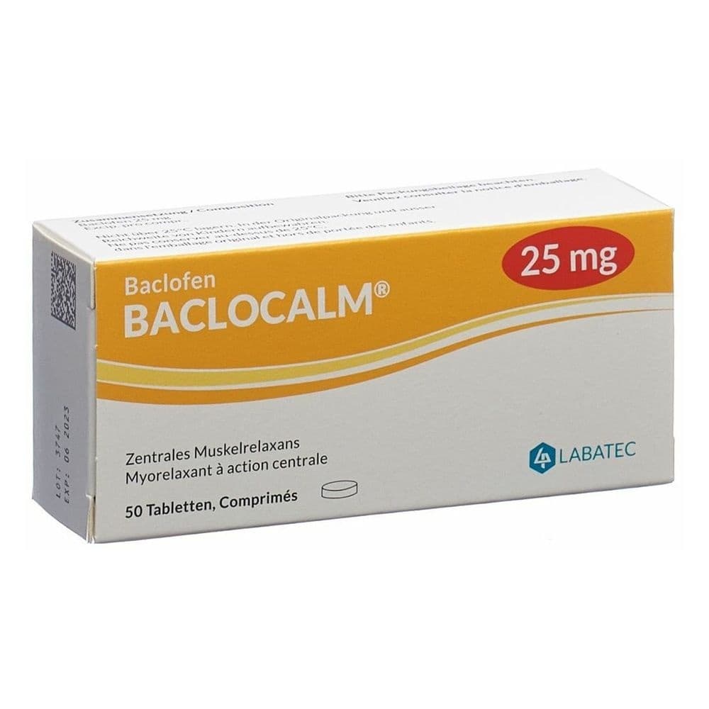 BACLOCALM 25mg Baclofen - 50 Tablets
