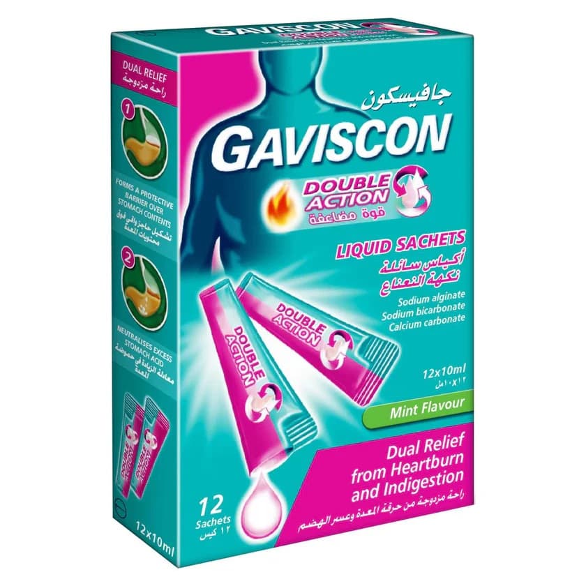 GAVISCON Double Action Mint Flavor - 12 Sachets of Liquid