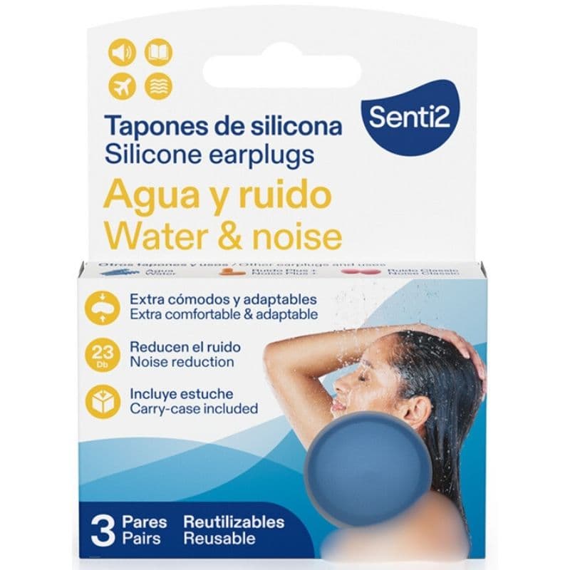 SENTI2 Agua Water & Noise Silicon Earplugs - 6 Pieces