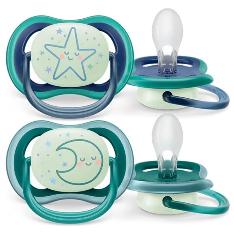 PHILIPS AVENT 2 Ultra Air Night Pacifier Soothers 6-18m Boy SCF376/13 16490