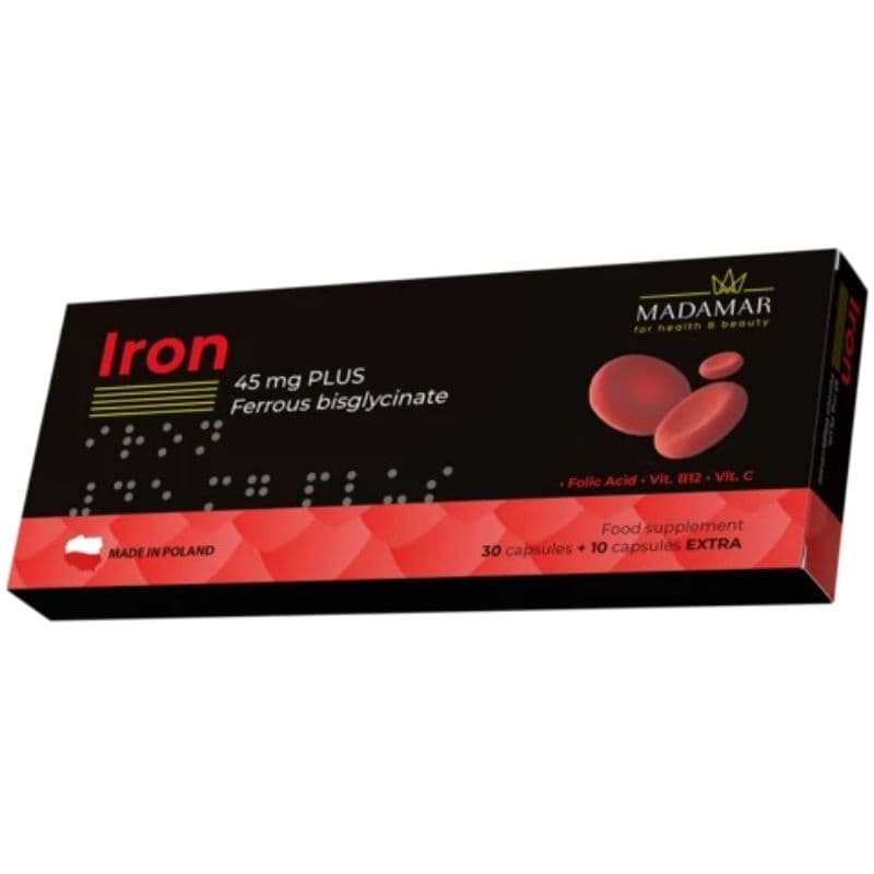 MADAMAR Iron 45mg Ferrous Bisglycinate Plus - 40 Capsules