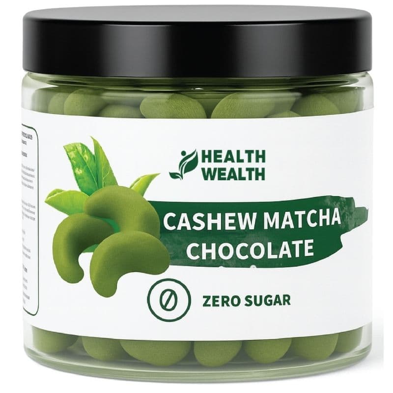 HEALTH WEALTH Sugar Free Cashew Matcha Chocolate - 175g