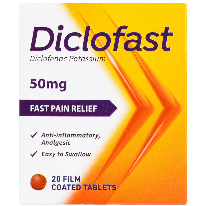 DICLOFAST 50mg Diclofenac Potassium - 20 Tablets