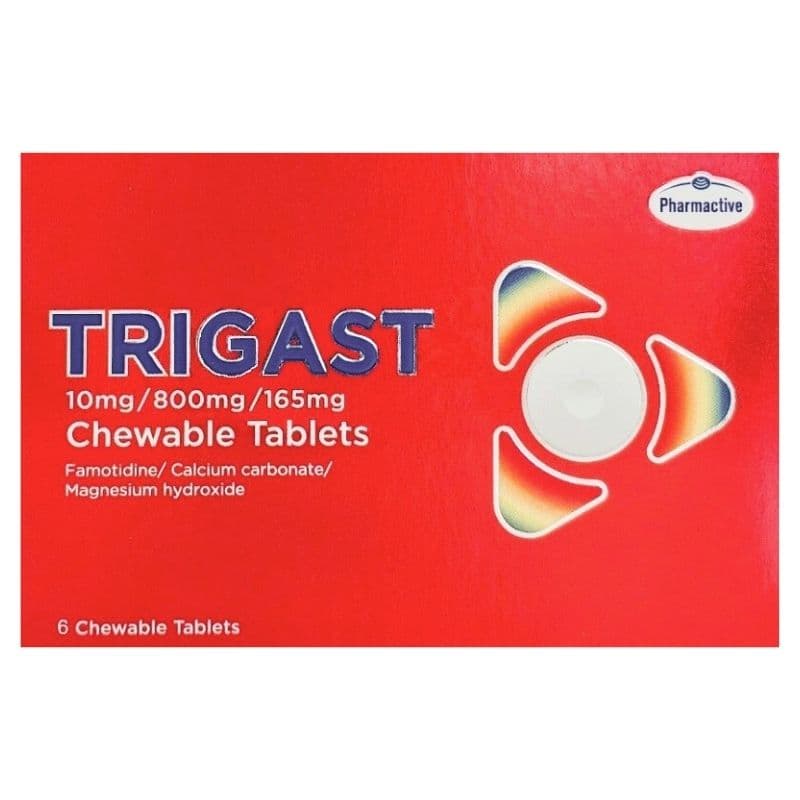 TRIGAST 10mg/800mg/165mg Famotidine/Calcium Carbonate/Magnesium Hydroxide - 6 Chewable Tablets