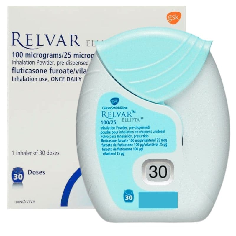 RELVAR ELLIPTA 100/25mcg Fluticasone/ Furoate- 30 Dose Diskus Inhaler