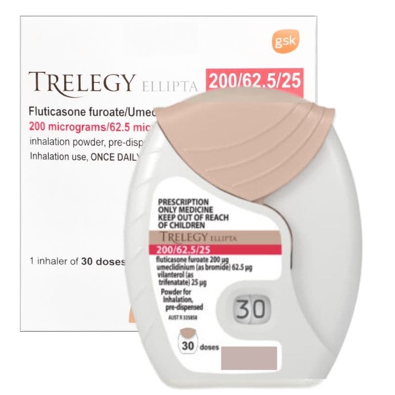 TRELEGY ELLIPTA 200/62.5/25mcg Fluticasone/ Furoate- 30 Dose Diskus Inhaler