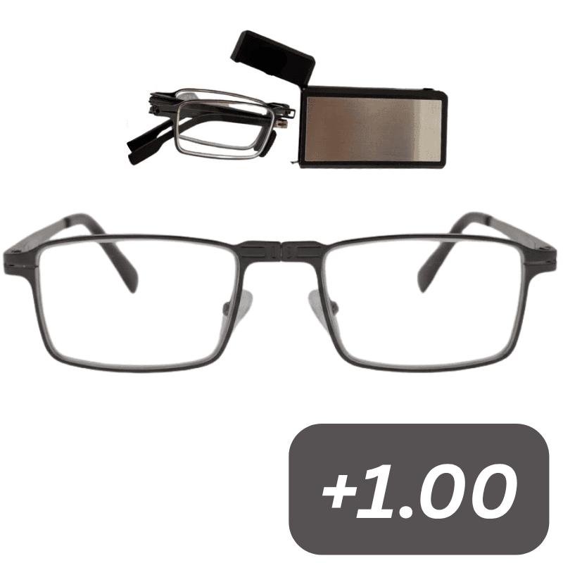 نظارات قراءة 100 آيوير ستانلس ستيل قابلة للطي مضادة للضوء الأزرق +1.00 -254007