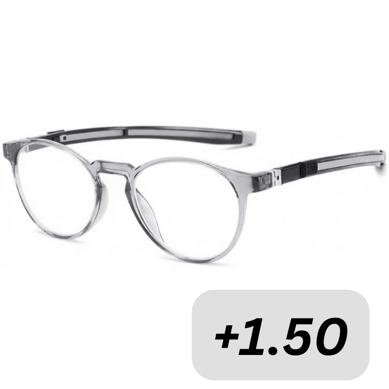 Reading Glasses 100 EYEWEAR Gray Round Rear Magnetic +1.50 - 155013