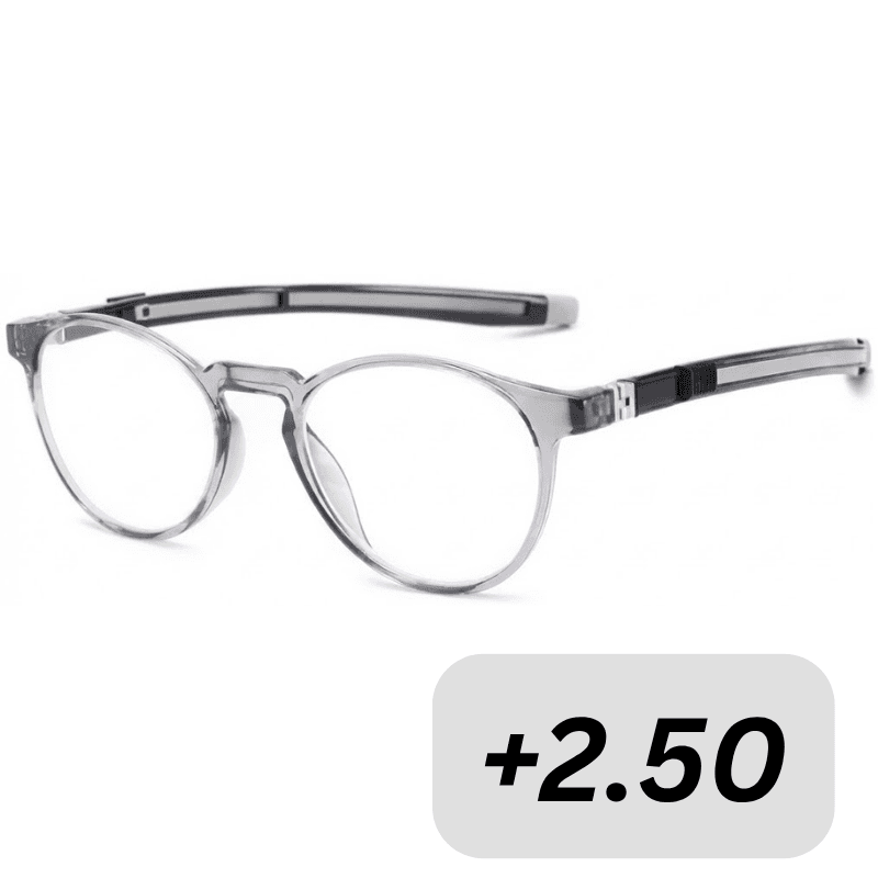 Reading Glasses 100 EYEWEAR Gray Round Rear Magnetic +2.50 - 155013