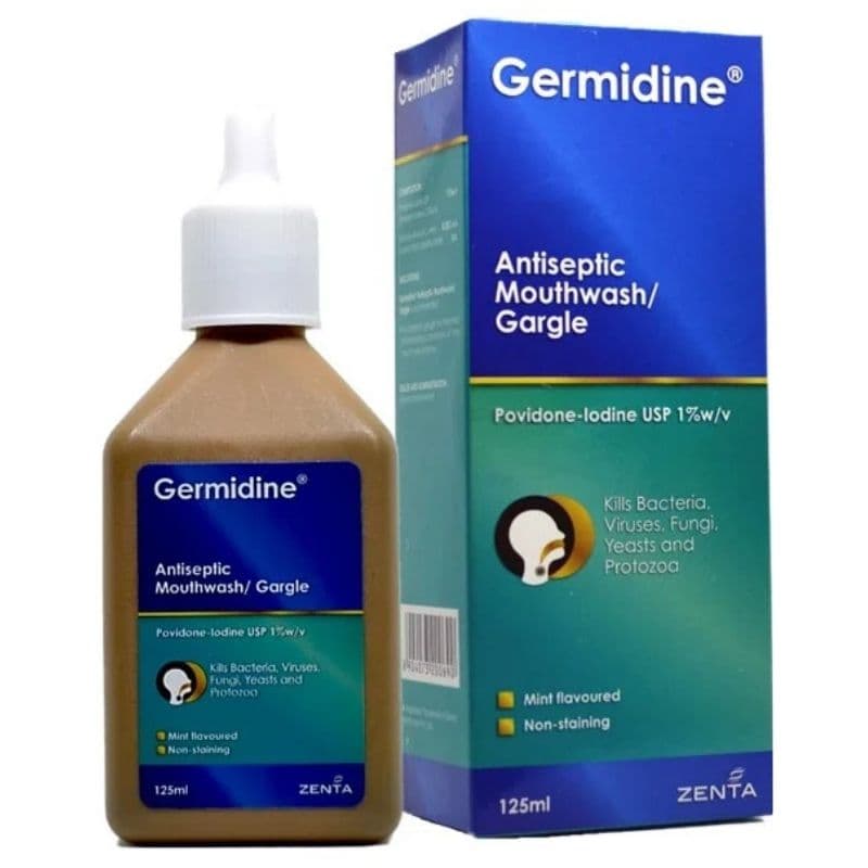GERMIDINE Antiseptic Gargle Mouthwash Povidone-Iodine 1% - 125ml