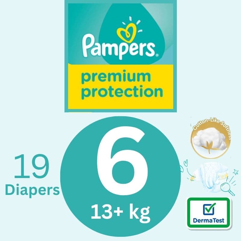 PAMPERS Premium Protection S6 Baby Diapers 13+Kg - 19 Pieces 21900