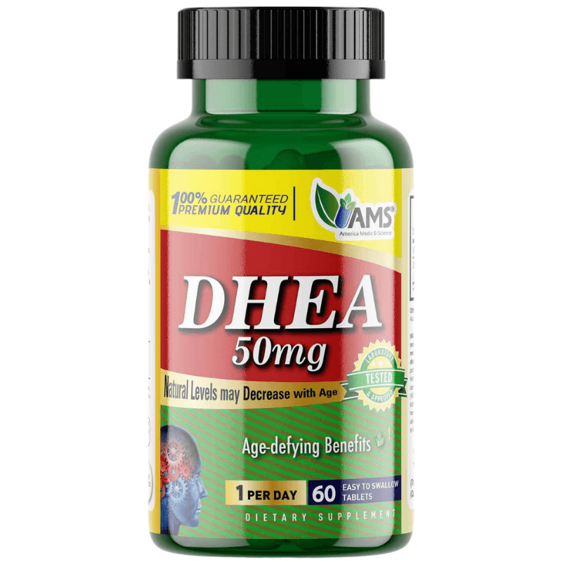 AMS DHEA 50mg Age-Defying Hormone Support for Men & Women - 60 Tablets