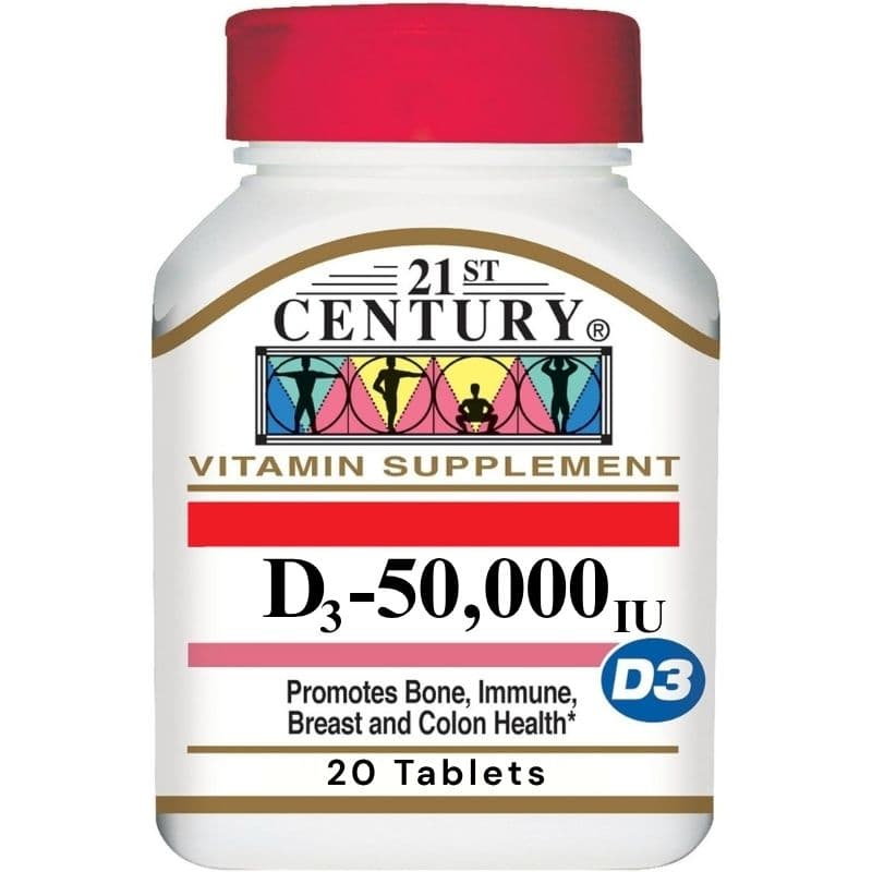 21st CENTURY Vitamin D3 50000IU - 20 Tablets