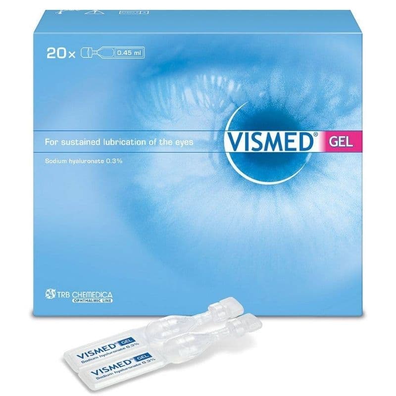 VISMED UD Eye Gel Lubricant Drops Sodium Hyaluronate 0.3% - 20 Vials x 0.45ml