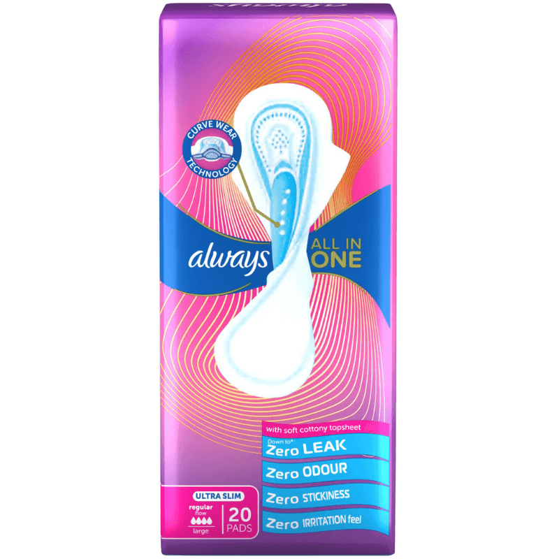 ALWAYS All in One Ultra-Slim All in One Regular Large - 20 Sanitary Pads with Wings 14300