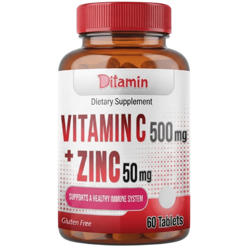 DITAMIN Vitamin C 500mg+Zinc 50mg - 60 Tablets- UPC119