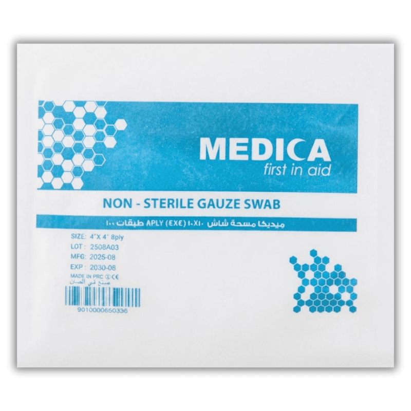 MEDICA- Non Sterile Gauze Swabs 8-Ply 10x10cm - 100 Pieces 50336