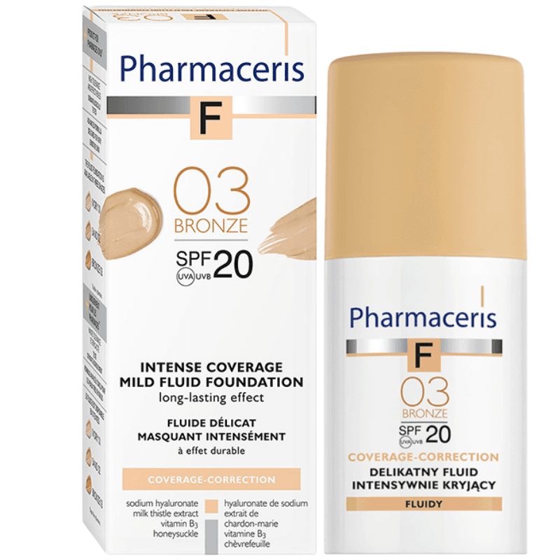 PHARMACERIS F Intensive Coverage Mild Fluid Foundation SPF20 Bronze 03 - 30ml PHR502