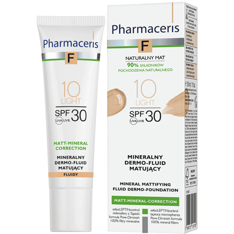 PHARMACERIS F Mineral Mattifying Fluid Dermo Foundation SPF30 Light-10 - 30ml PHR503