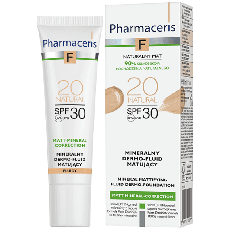 PHARMACERIS F Mineral Mattifying Fluid Dermo Foundation SPF30 Natural-20 - 30ml PHR504