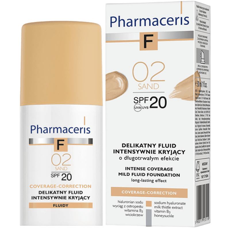 PHARMACERIS F Intesive Coverage Mild Fluid Foundation SPF20 SAND 02 - 30ml PHR501