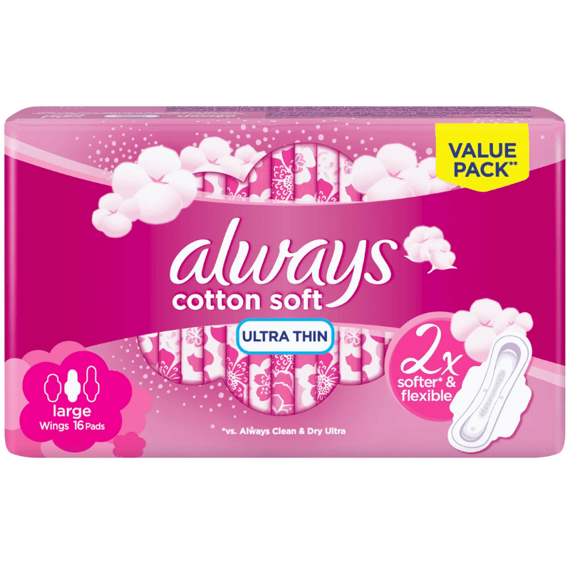 ALWAYS Cottony Soft Ultra-Thin Large - 16 Sanitary Pads with Wings 9900
