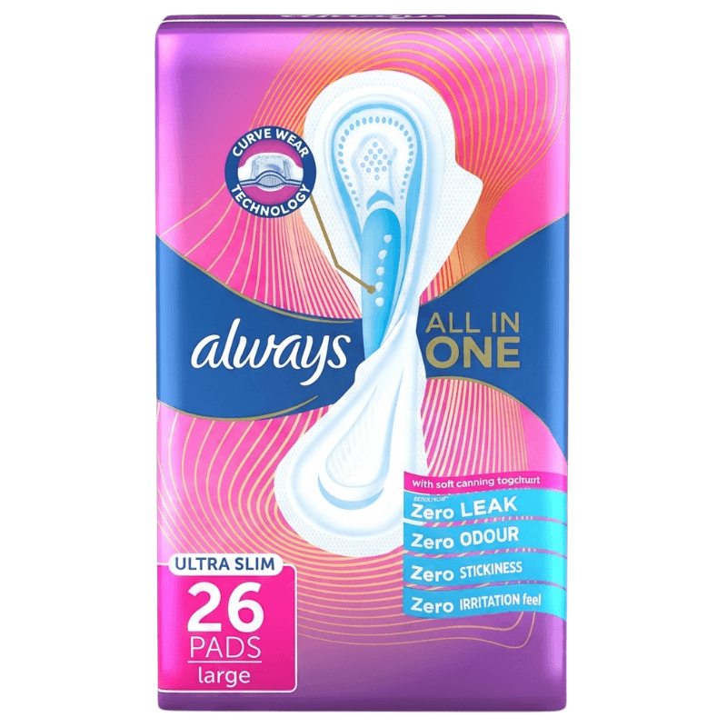 ALWAYS All in One Ultra-Slim All in One Regular Large - 26 Sanitary Pads with Wings 14200