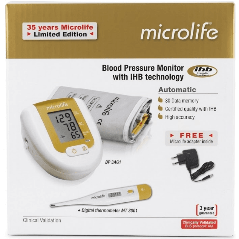 MICROLIFE - BP 3AG1 Blood Pressure Monitor + MT3001 Digital Thermometer