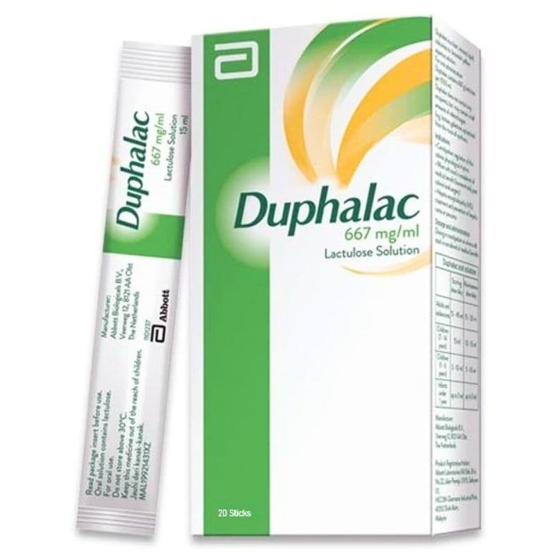 DUPHALAC 3.35g/5ml Lactulose - 20 Sticks x 15ml Syrup