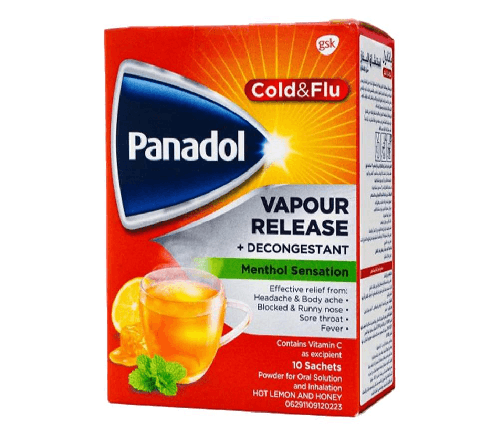 PANADOL Cold & Flu Vapor Release + Decongest - 10 Sachets of Powder
