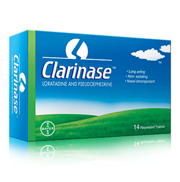 CLARINASE 5/120mg Loratadine/Pseudoephedrine - 14 Tablets