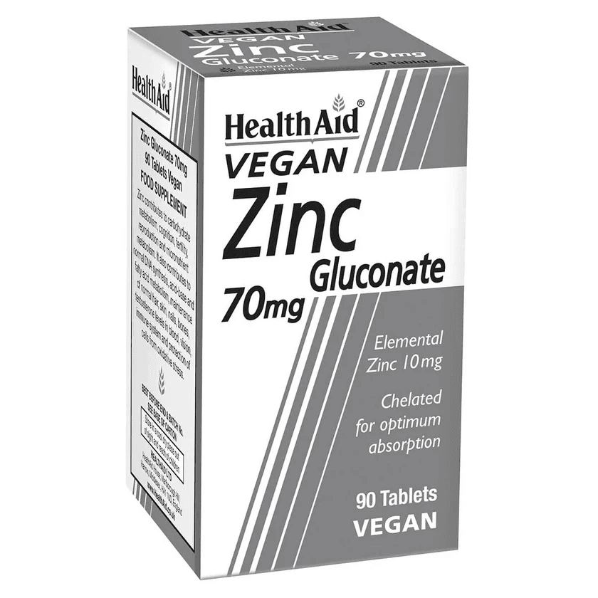HEALTH AID Zinc Gluconate 70mg - 90 Tablets