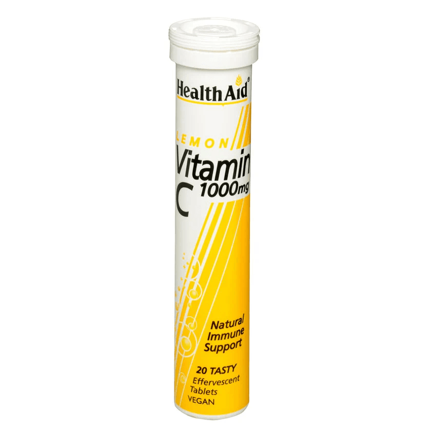 HEALTH AID Vitamin C 1000mg Lemon Effervescent Tablets - 20 Pieces