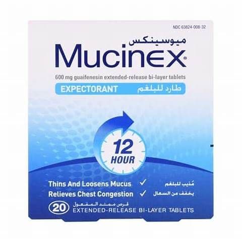 MUCINEX 600mg Guaifenesein - 20 Tablets