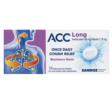 ACC Long 600mg Acetylcysteine - 10 Effervescent Tablets