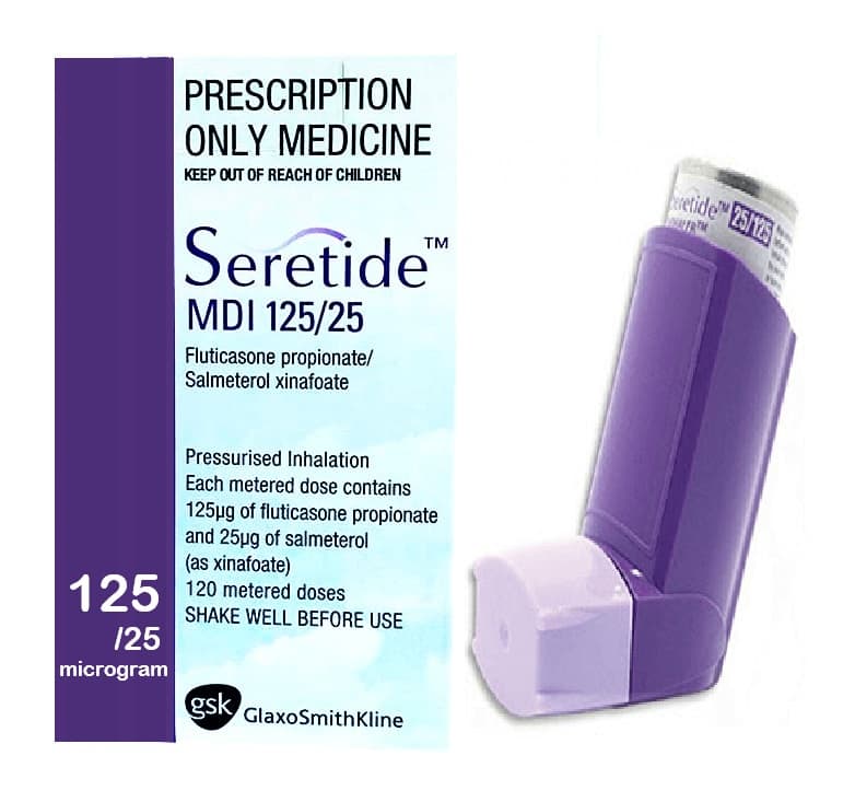SERETIDE 125/25mcg Fluticasone/Salmeterol - 120 Dose Evohaler
