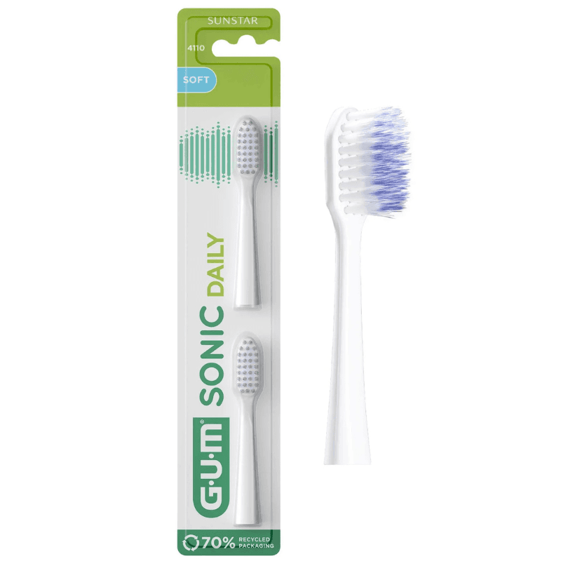 GUM - Toothbrush Soft Sonic Daily Refill 2 White Head 4110