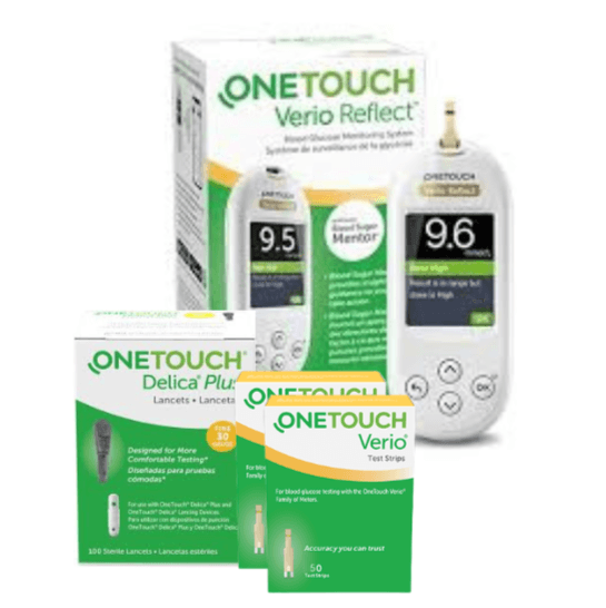 وان تاتش فيريو ريفليكت - جهاز قياس نسبة السكر في الدم + 100 شريط اختبار
