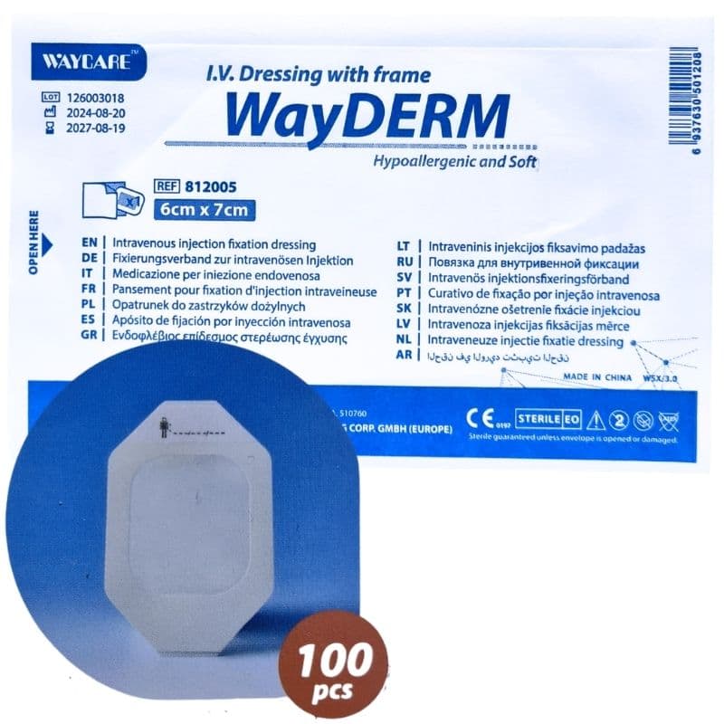 واي كير وايدرم - ضمادة لاصقة للحقن الوريدي 812005 ضمادات مع إطار 6×7 سم - 100 قطعة