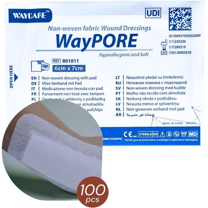 واي كير وايبور ضمادات لاصقة غير منسوجة - 801011 مع وسادة، 6×7 سم - 100 قطعة