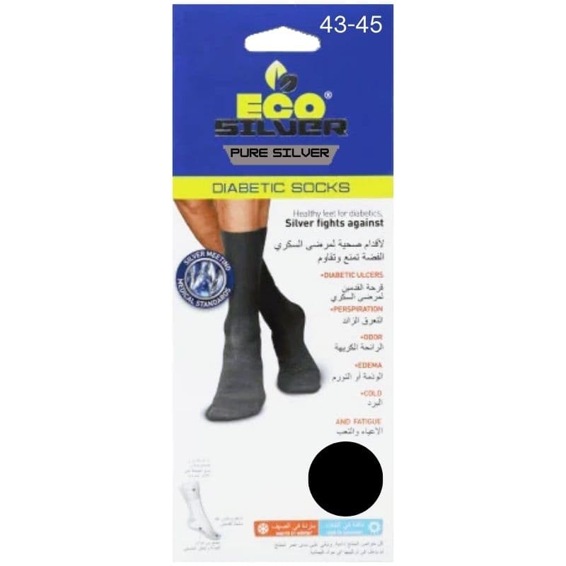 ECO SILVER Diabetic Socks 43-45 Black - 2 Pieces