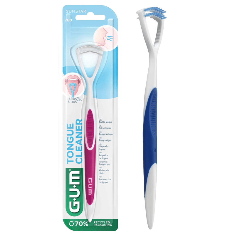 جم - منظف اللسان 2 في 1 فرشاة ومكشطة