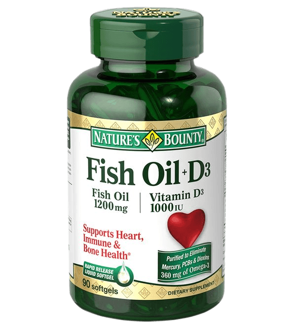 NATURES BOUNTY Fish Oil 1200mg + Vitamin D3 1000IU - 90 Softgels