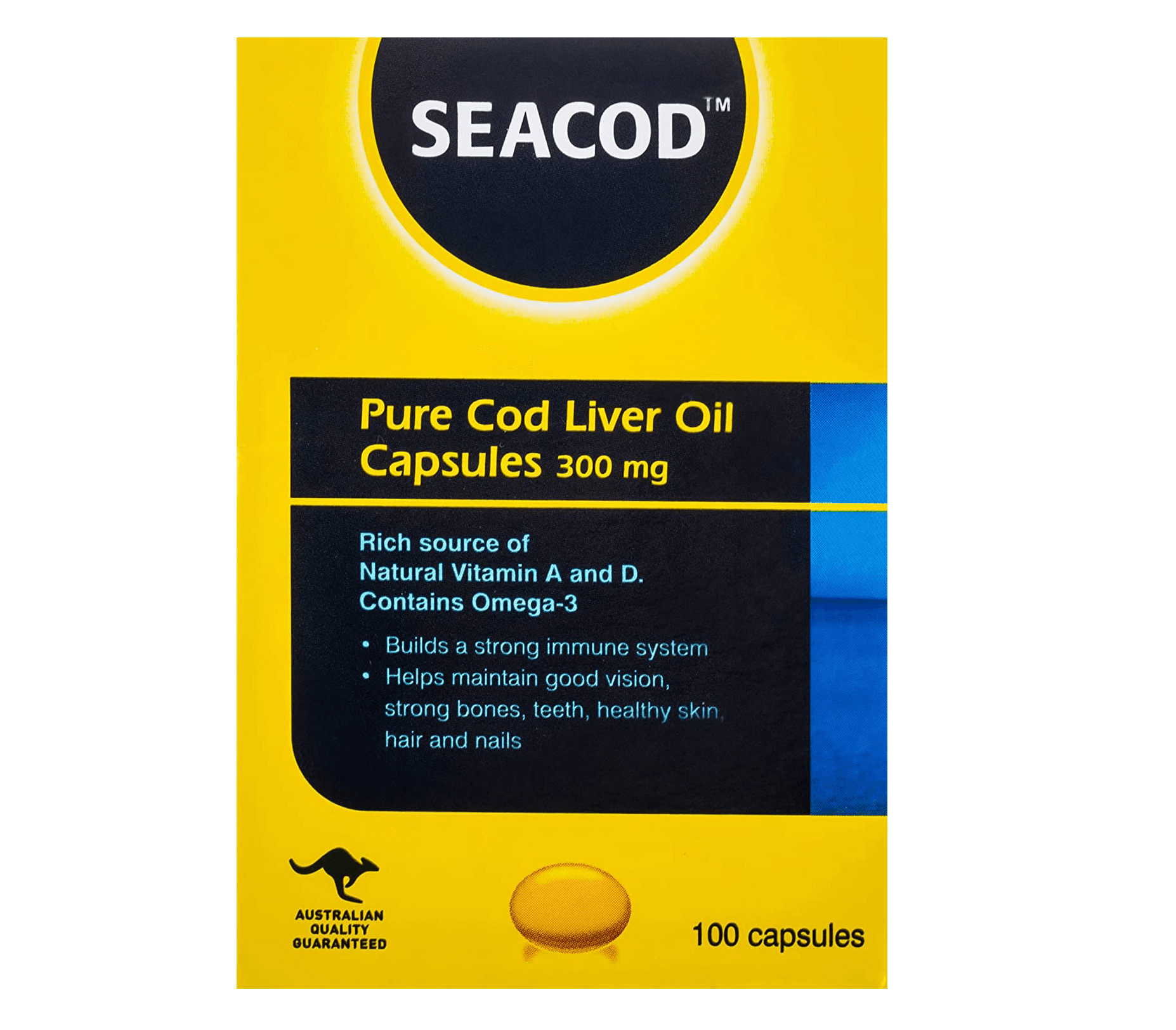 SEACOD Pure Cod Liver Oil 300mg - 100 Capsules