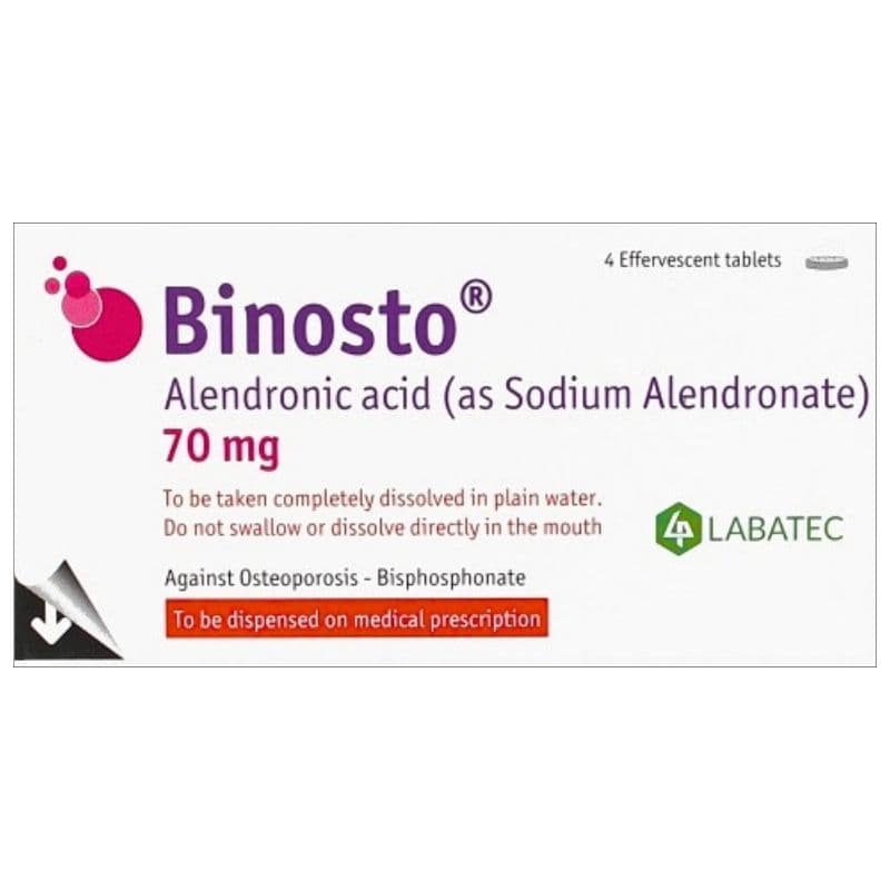 BINOSTO 70mg Alendronic Acid - 4 Effervescent Tablets