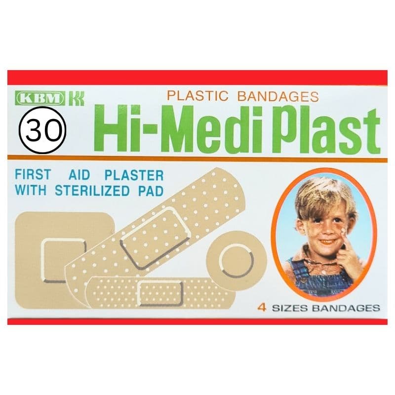 KBM Hi-medi Plastic Plasters 4 Sizes Bandage - 30 Pieces KWA014