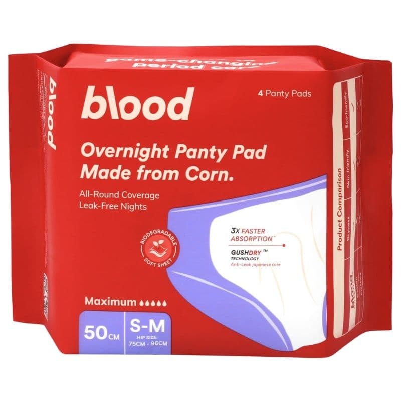 BLOOD Corn Overnight Small/Medium - 4 Sanitary Panty Pads