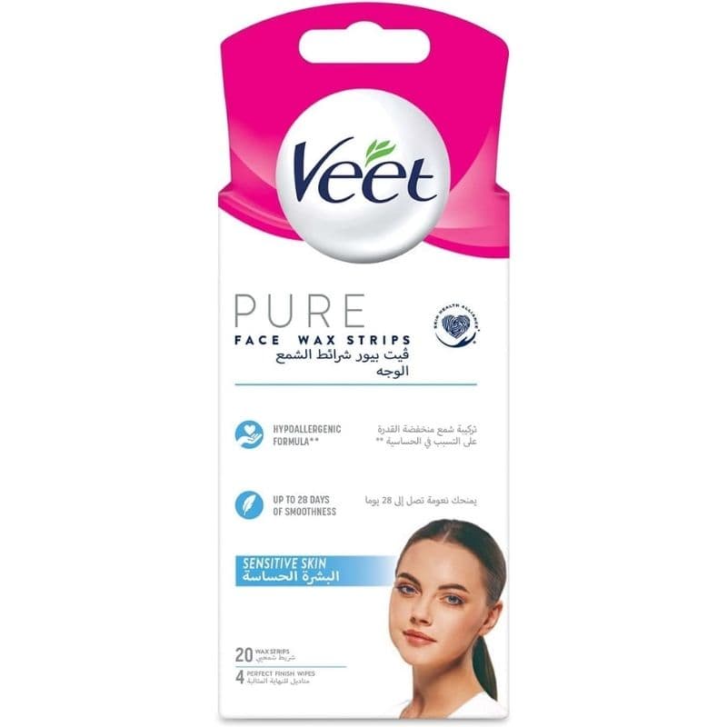 VEET Pure Face Wax Strips Sensitive Skin - 20 Pieces 8600