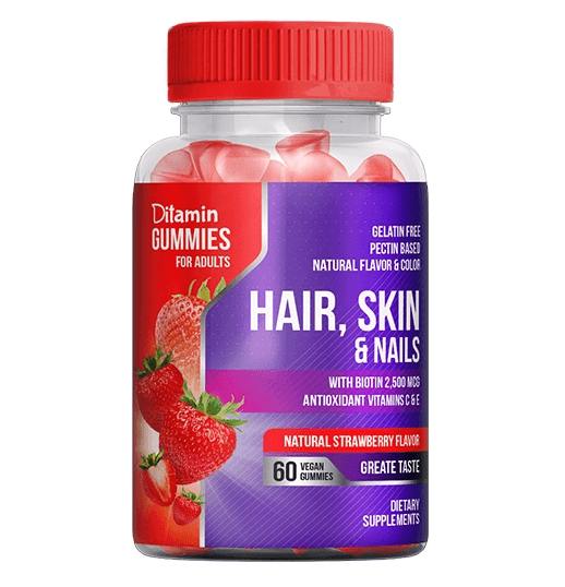 DITAMIN Gummies for Adult Hair Skin & Nails - 60 Pieces
